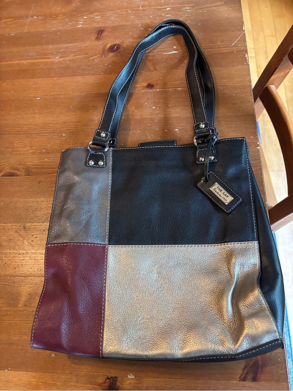 the Sak Leather Tote Bag - Black, Gray, Burgundy, Gold